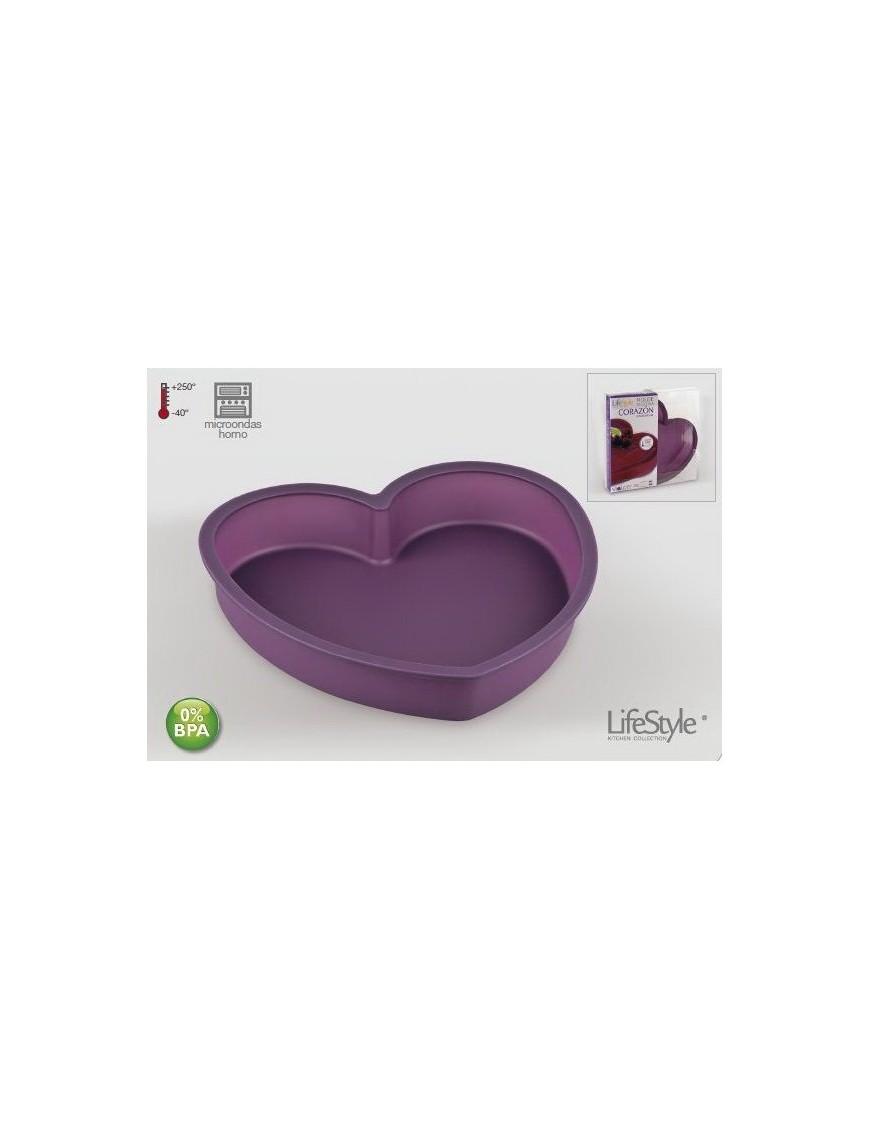 Molde corazon silicona violett 23,5x22,5x3,5 cm