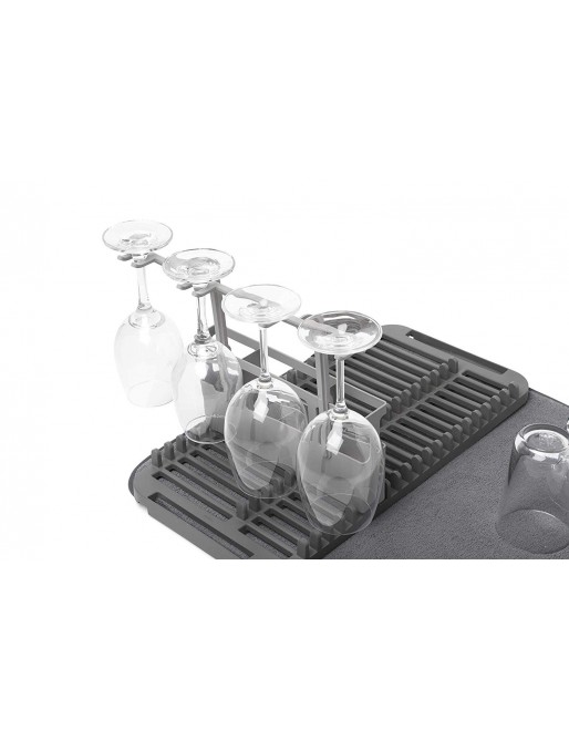 Escurreplatos y escurridor de microfibra (plegable, ahorra espacio y es fácil de guardar, 60 x 45 cm), color gris oscuro