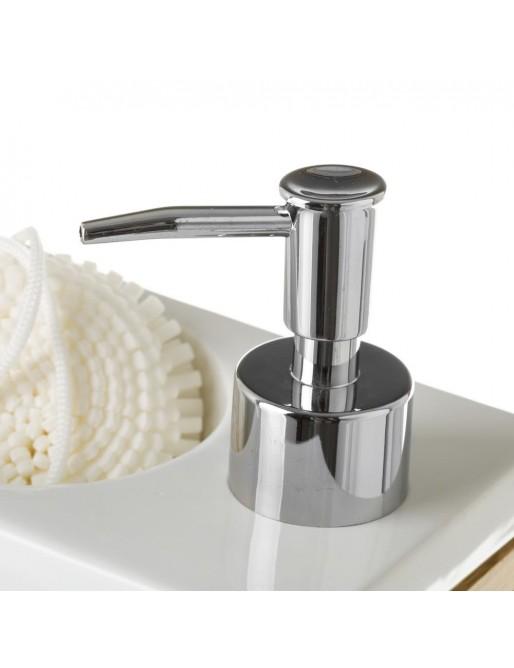 Dispensador cerámica bambú blanco 15 x 10 x 9,50 cm