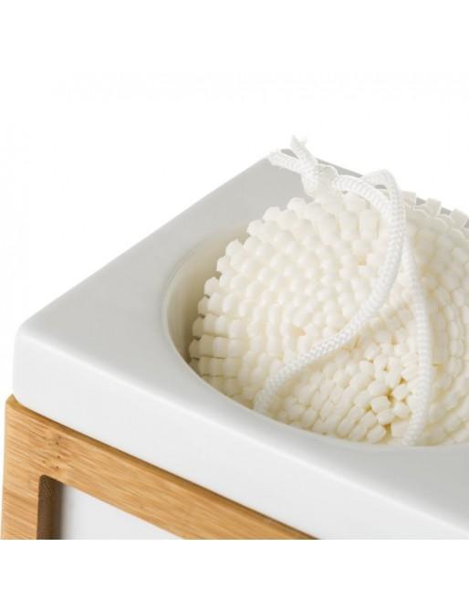 Dispensador cerámica bambú blanco 15 x 10 x 9,50 cm