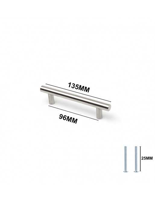 Tiradores y pomos para cajones (ACABADO EN INOX MATE, 96MM)