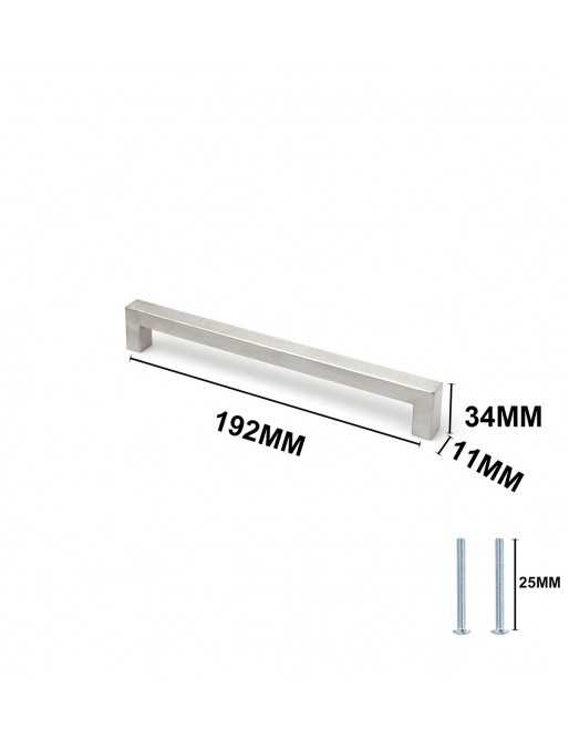 Tiradores y pomos para cajones (ACABADO EN INOX MATE, 192MM)