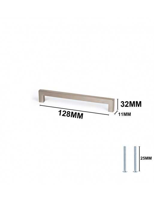 Tiradores y pomos para cajones (ACABADO EN INOX MATE, 128MM-1)