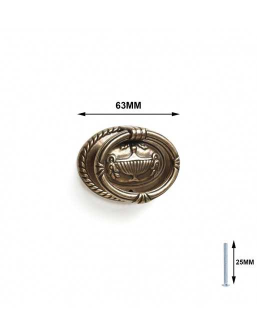 Tiradores y pomos para cajones (ACABADO EN CUERO VIEJO, 64MM-3)