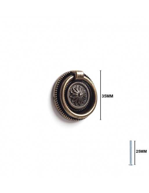 Tiradores y pomos para cajones (ACABADO EN CUERO VIEJO, 38MM)