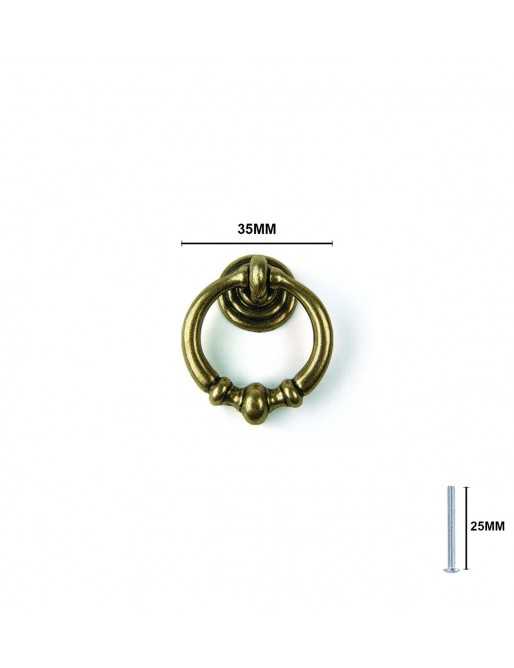 Tiradores y pomos para cajones (ACABADO EN CUERO VIEJO, 35MM-2)