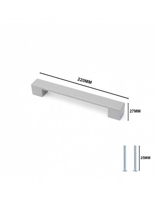 Tiradores y pomos para cajones (ACABADO EN ANODIZADO MATE, 192MM-2)