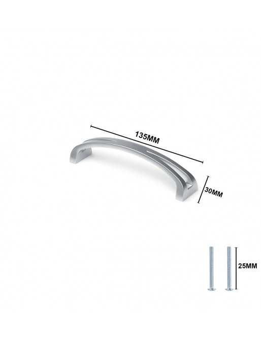 Tiradores y pomos para cajones (ACABADO EN NÍQUEL SATINADO, 128MM-6)