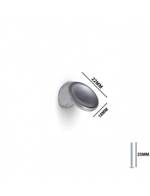 Tiradores y pomos para cajones (ACABADO EN CROMO MATE, 22MM)