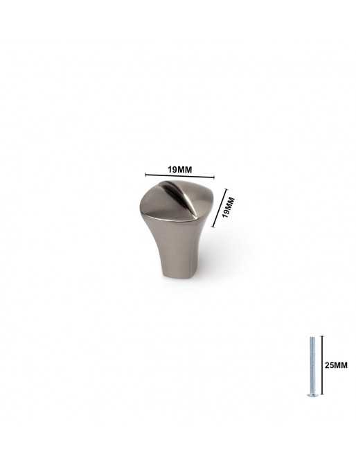 Tiradores y pomos para cajones (ACABADO EN NÍQUEL SATINADO, 19MM-1)