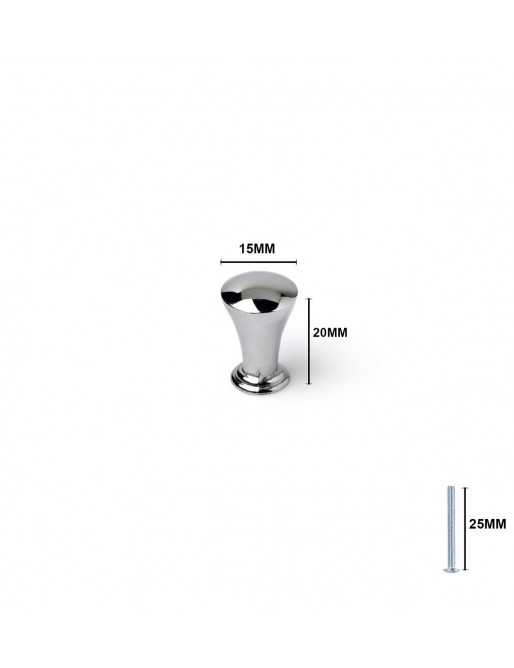 Tiradores y pomos para cajones (ACABADO EN CROMO BRILLO, 15MM)