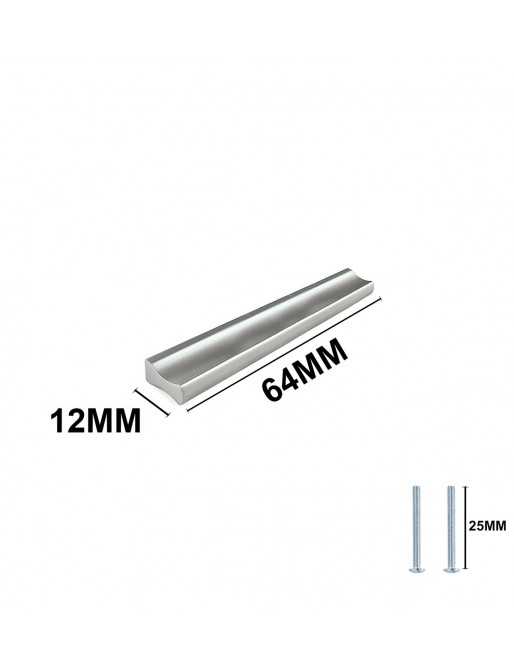 Tiradores y pomos para cajones (ACABADO EN ANODIZADO MATE, 64MM-1)