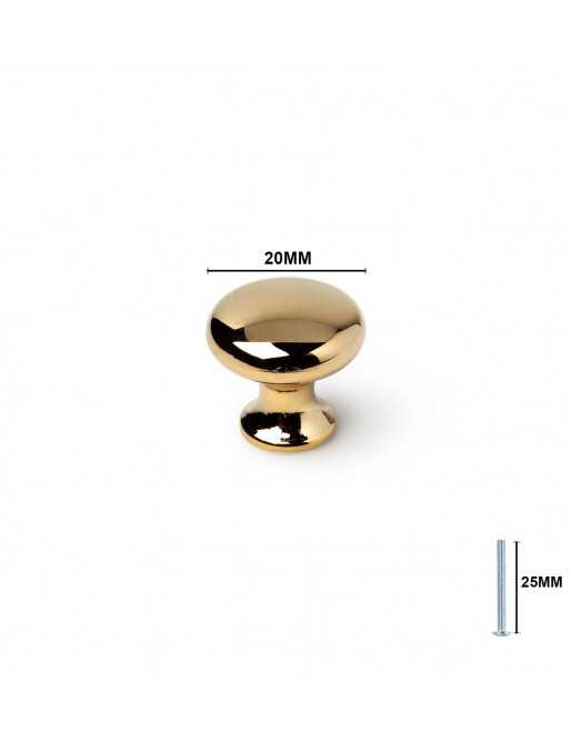 Tiradores y pomos para cajones (ACABADO EN ORO, 20MM)