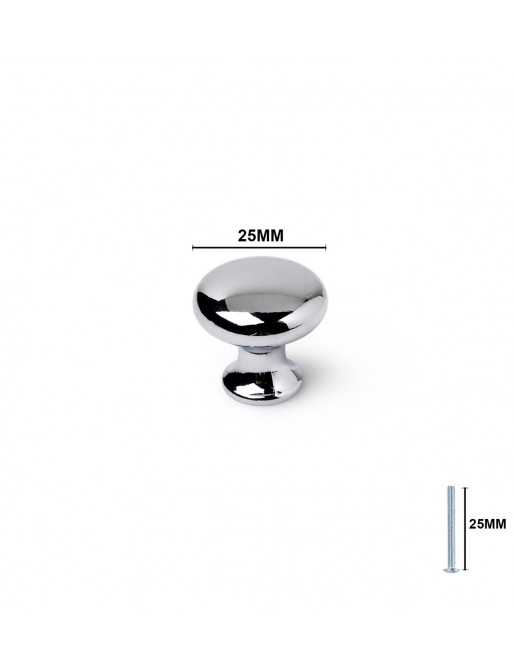 Tiradores y pomos para cajones (ACABADO EN CROMO BRILLO, 25MM)