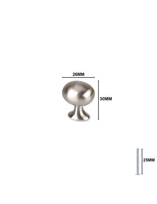 Tiradores y pomos para cajones (ACABADO EN NÍQUEL SATINADO, 26MM)