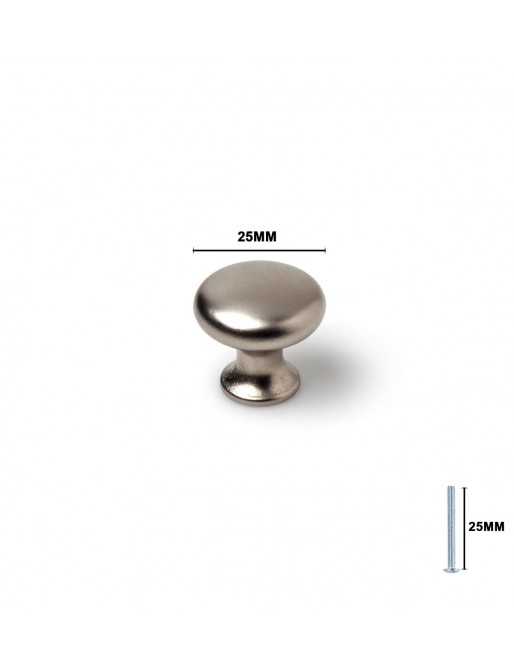 Tiradores y pomos para cajones (ACABADO EN NÍQUEL BISÚ, 25MM)
