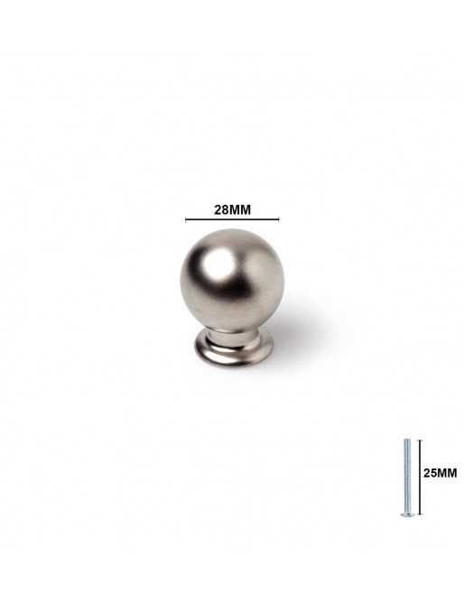 Tiradores y pomos para cajones (ACABADO EN NÍQUEL BISÚ, 28MM)