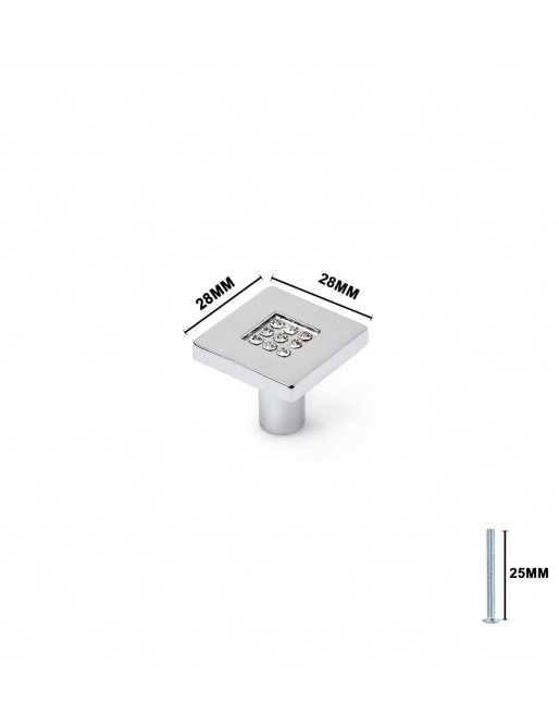 Tiradores y pomos para cajones (ACABADO EN CROMO BRILLO, 28MM)