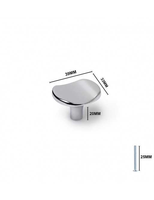 Tiradores y pomos para cajones (ACABADO EN CROMO BRILLO, 39MM)