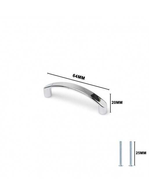 Tiradores y pomos para cajones (ACABADO EN CROMO BRILLO, 64MM)