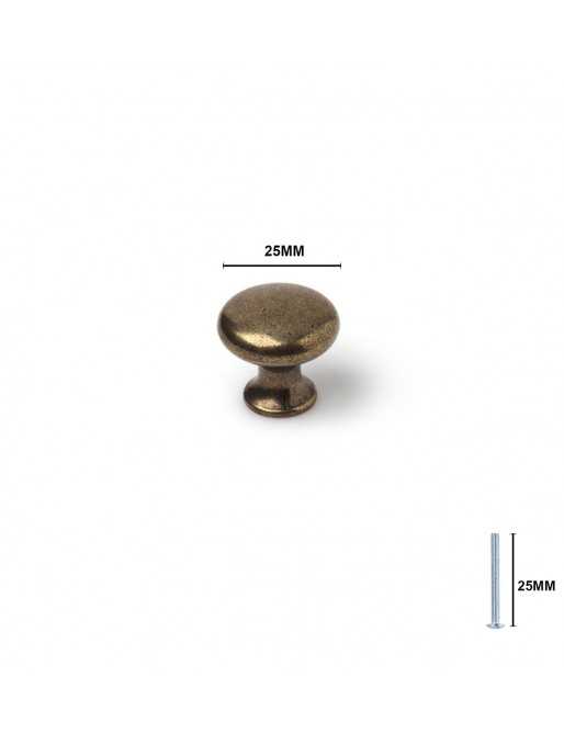 Tiradores y pomos para cajones (ACABADO EN CUERO VIEJO, 25MM)