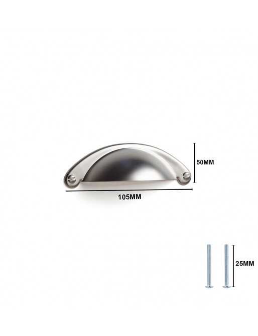 Tiradores y pomos para cajones (ACABADO EN NÍQUEL BISÚ, 64MM)