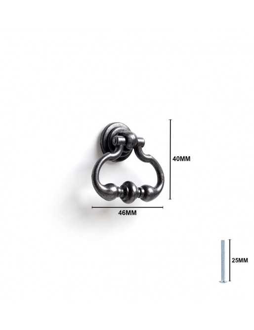 Tiradores y pomos para cajones (ACABADO EN PLATA VIEJA, 46MM)