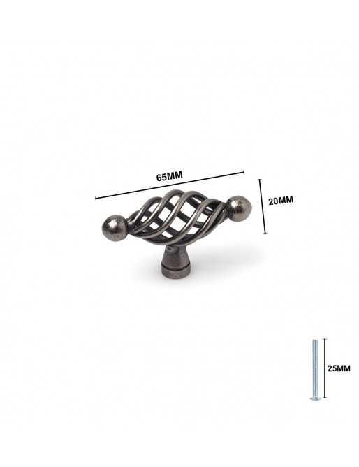 Tiradores y pomos para cajones (ACABADO EN PLATA VIEJA, 60MM)