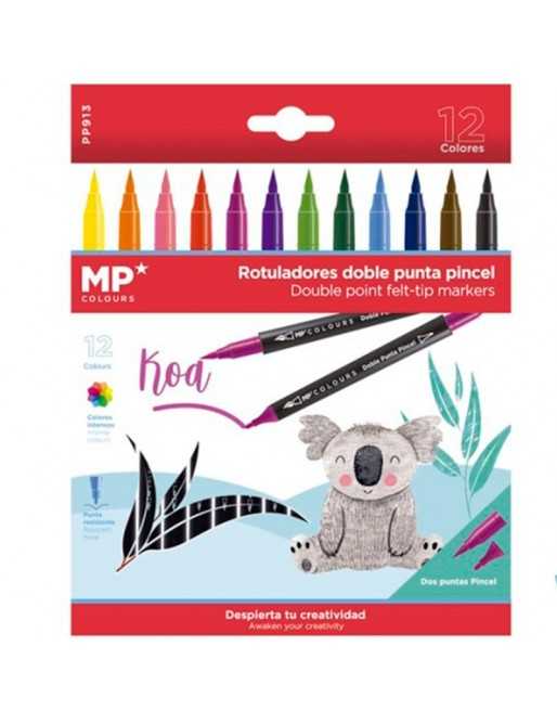 Rotuladores artix kids, pack 12 rotuladores de doble punta, pincel de doble bolígrafos de acuarela para dibujar pintura
