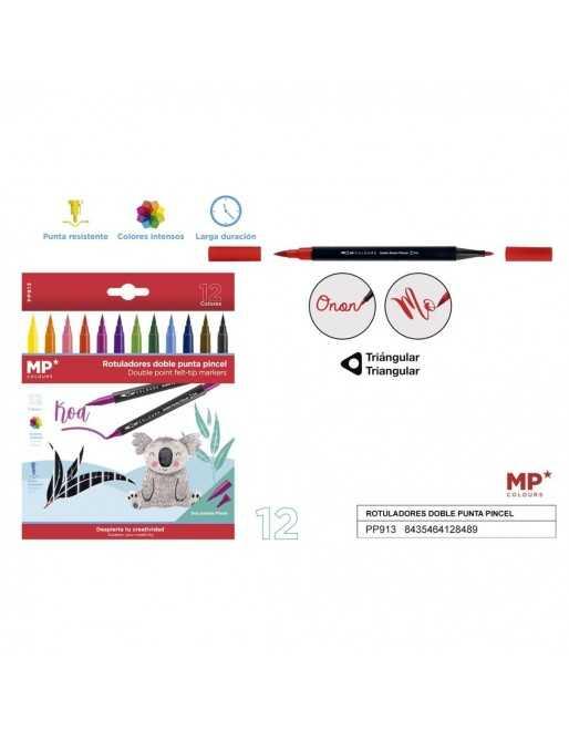 Rotuladores artix kids, pack 12 rotuladores de doble punta, pincel de doble bolígrafos de acuarela para dibujar pintura