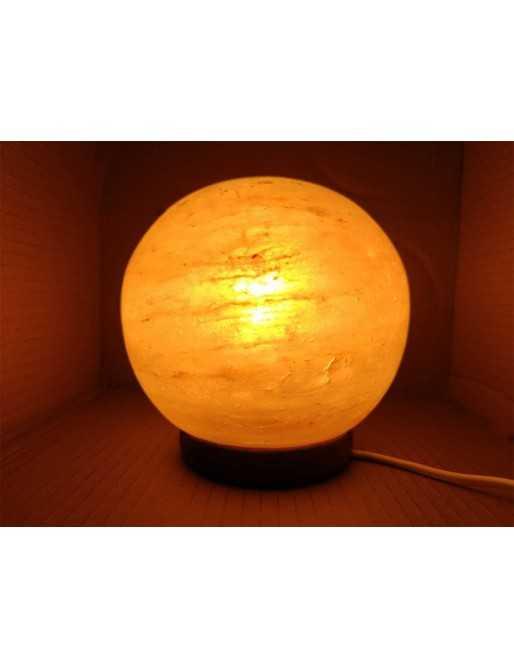 Lámpara de Sal del Himalaya Natural Esfera Grande 3-5 Kg + 1 Bombilla de Led de Repuesto Enchufe Europeo