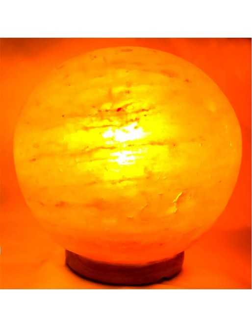Lámpara de Sal del Himalaya Natural Esfera Grande 3-5 Kg + 1 Bombilla de Led de Repuesto Enchufe Europeo