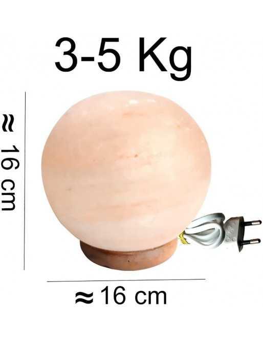 Lámpara de Sal del Himalaya Natural Esfera Grande 3-5 Kg + 1 Bombilla de Led de Repuesto Enchufe Europeo