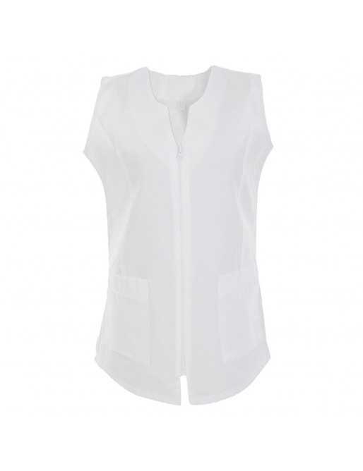 Casaca Señora Sin Mangas Blanco Uniforme Laboral