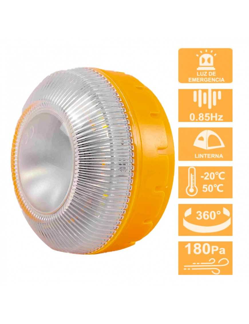 Luz de Emergencia v16 Homologada LED Base Magnética Apto para Uso con