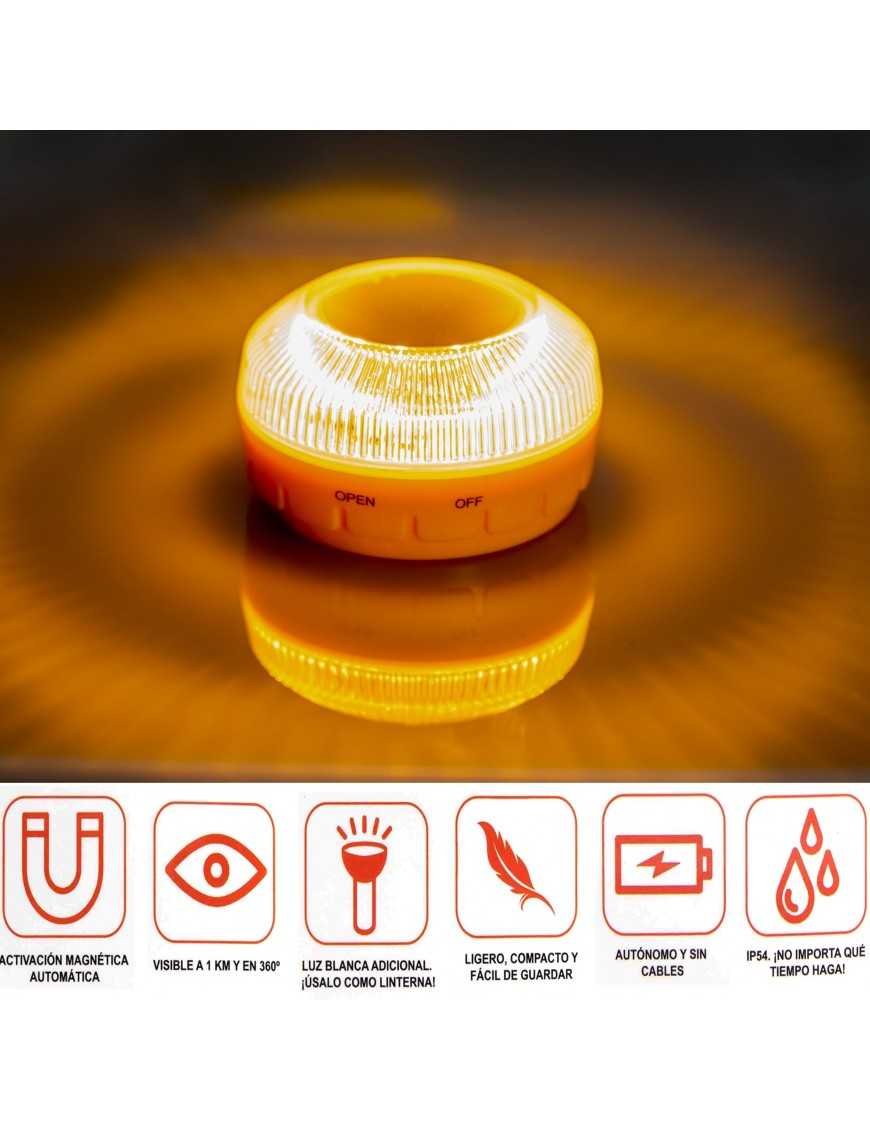 Luz de Emergencia v16 Homologada LED Base Magnética Apto para Uso con