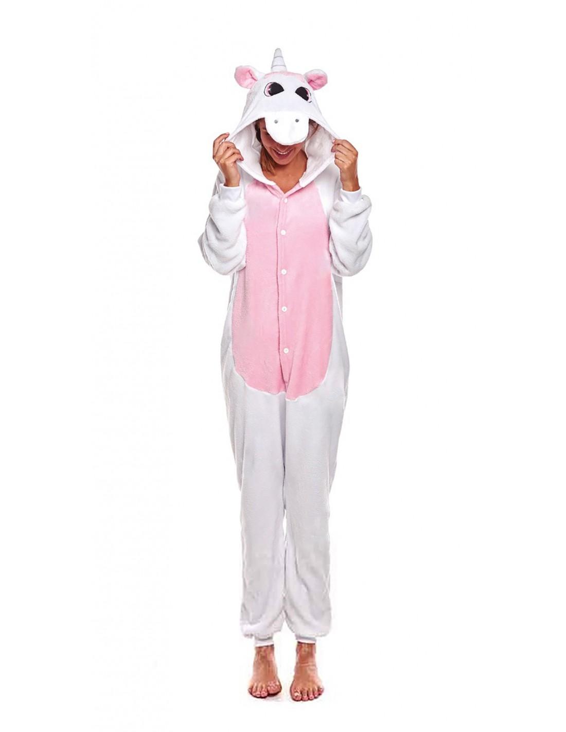 Pijama Animal Mujer Hombre Adulto Unicornio Blanco Rosa | Hansel Home