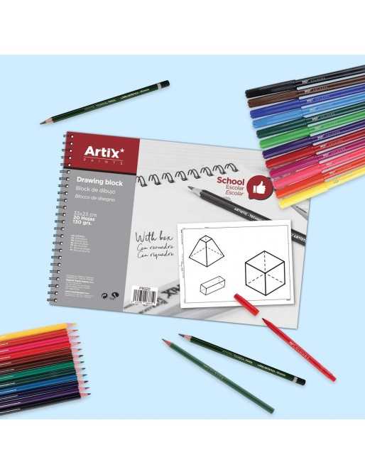 Block de Dibujo con Recuadro, 20 hojas de 130grs - 33x23 cm