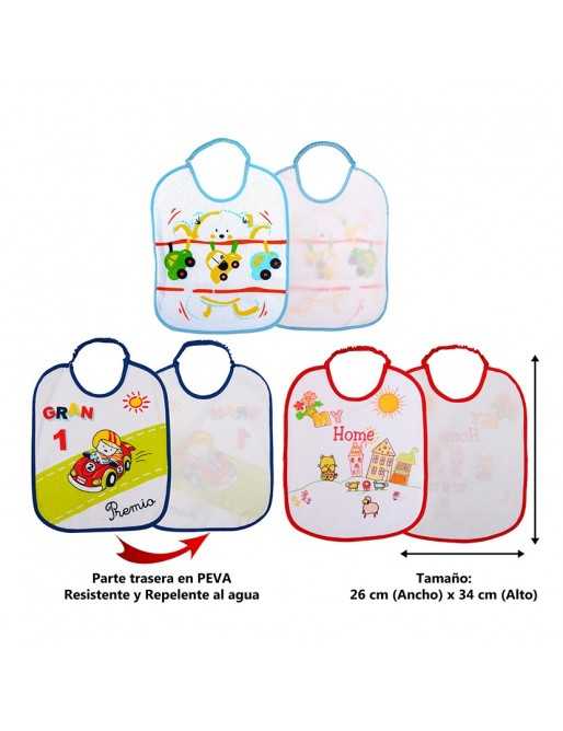 3 Unidades Baberos Bebé Impermeables Algodón, Absorbente Babeando de Bebé