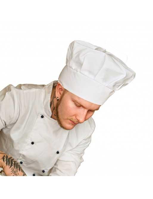 Gorro de Chef Cocinero para Adulto con Elástico - Blanco