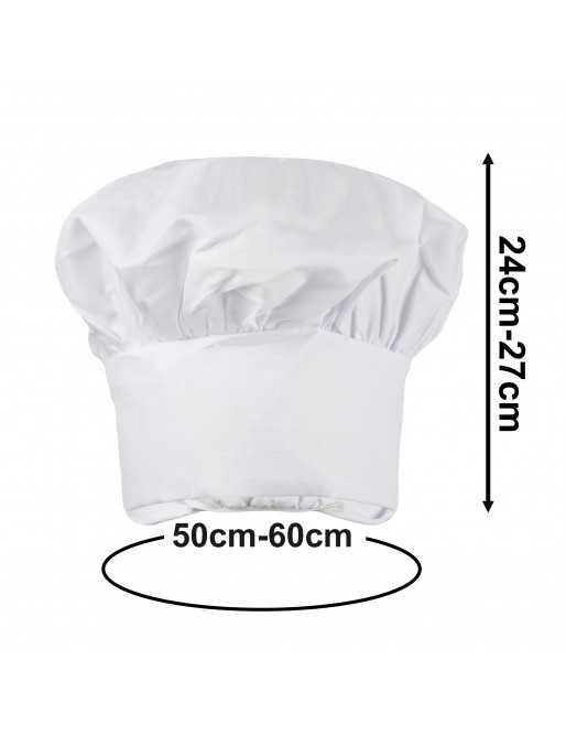 Gorro de Chef Cocinero para Adulto con Elástico - Blanco