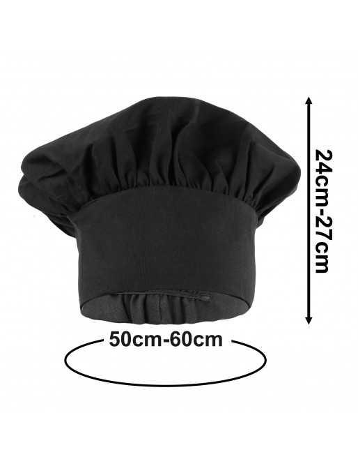 Gorro de Chef Cocinero para Adulto con Elástico - Negro