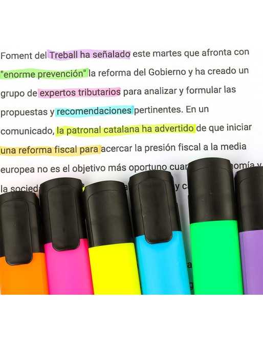 6 Subrayadores Color Fluorescente Marcadores Fluorescentes Multicolor Punta Biselada