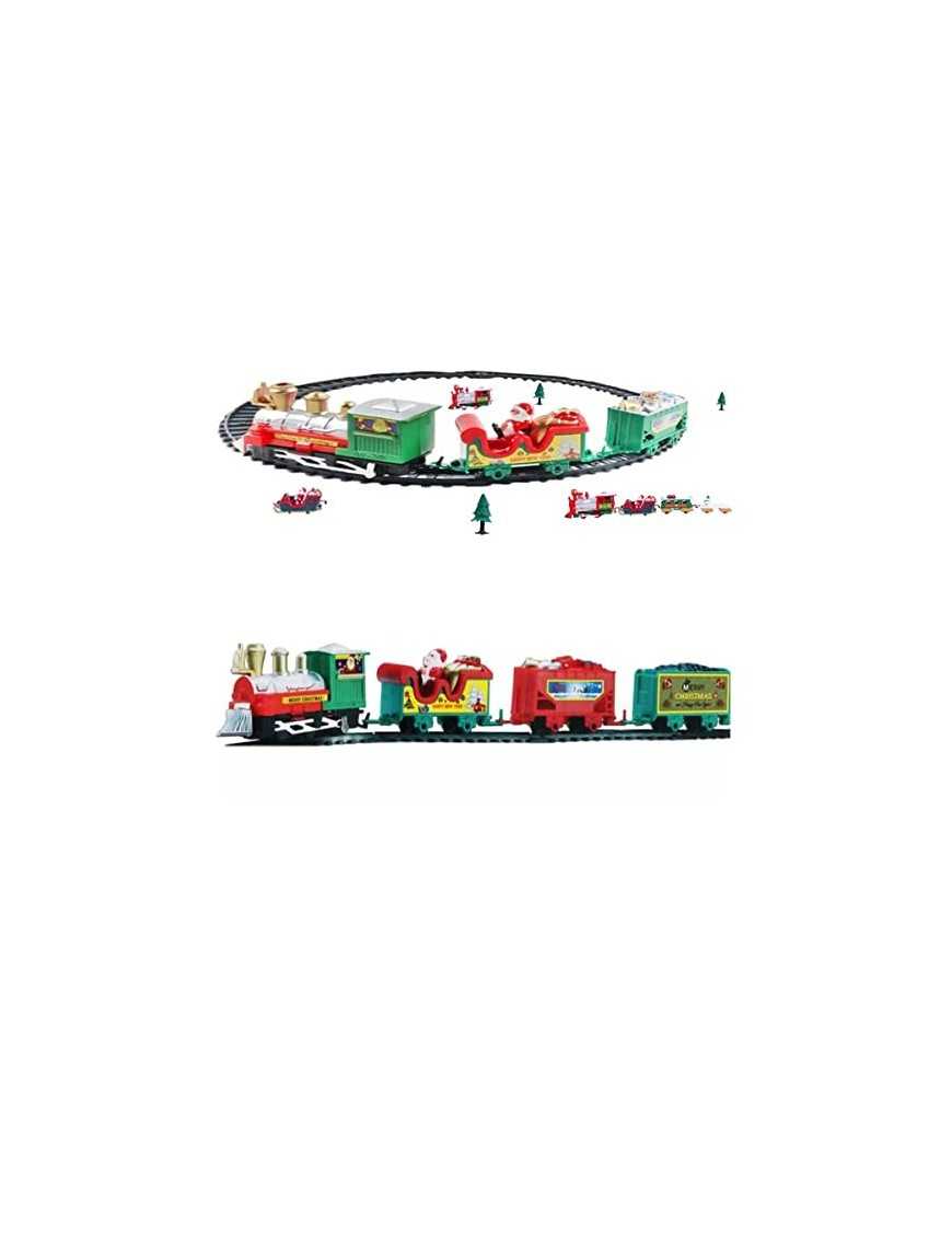 Tren navidad-Tren Clásico Infantil Conjunto Navideño de Vías,Eléctrico Trenes sobre Raíles,Decoración del árbol de Navidad del hogar de la Fiesta del Tren de Papá Noel 