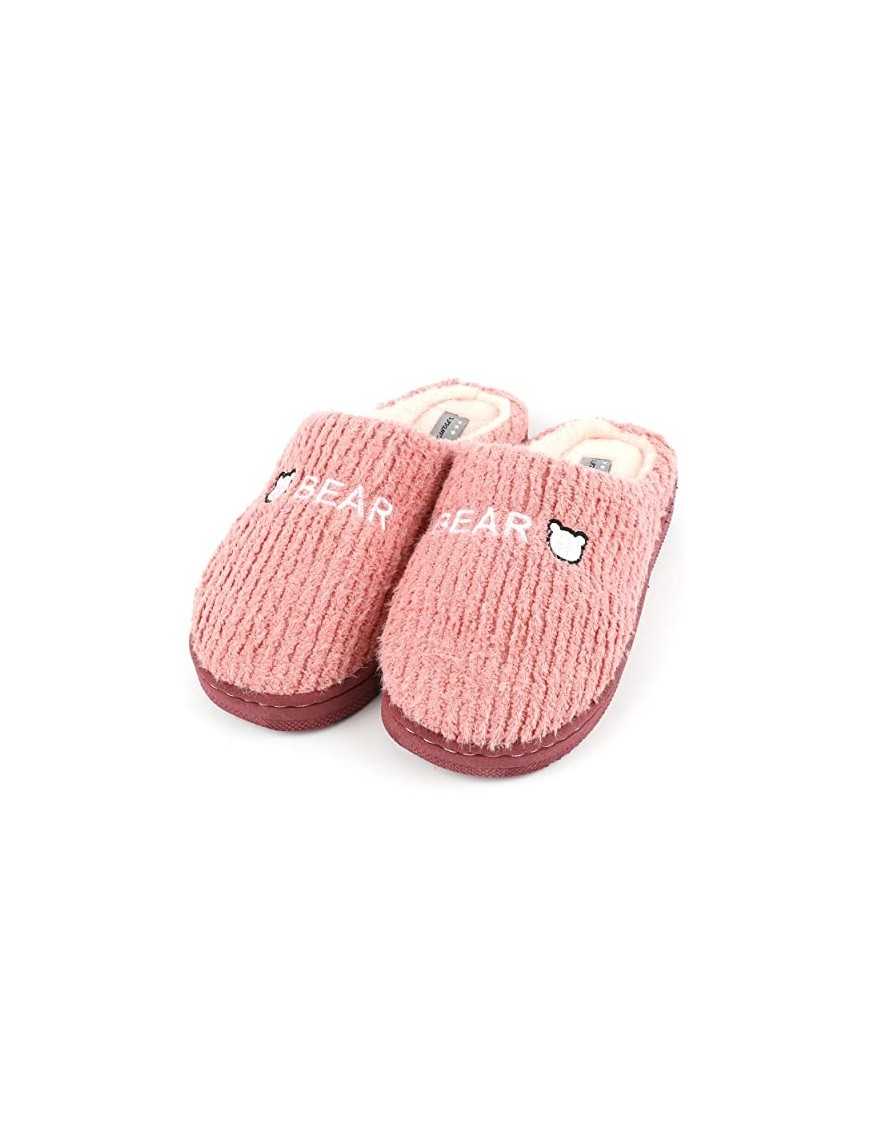 Zapatillas de Estar por Casa para Mujer Zapatillas Casa Invierno Tejido Suave - Estilo D, Rojo Coral 37