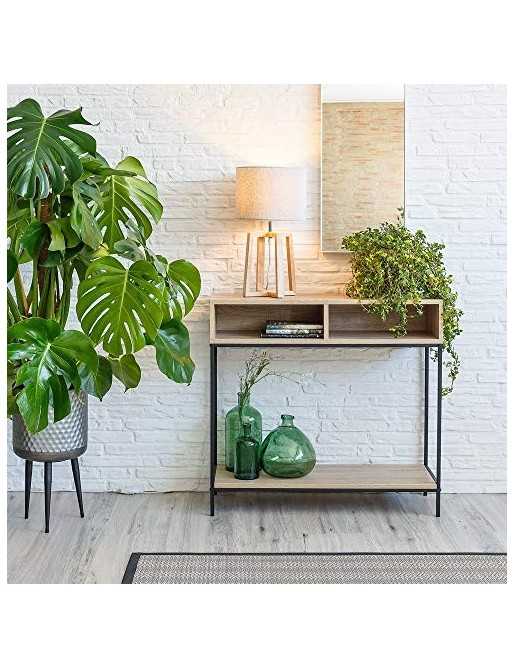 Consola Auxiliar Moderna Negra de Metal de 75x80x30 cm - LOLAhome