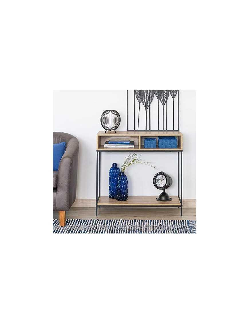 Consola Auxiliar Moderna Negra de Metal de 75x80x30 cm - LOLAhome