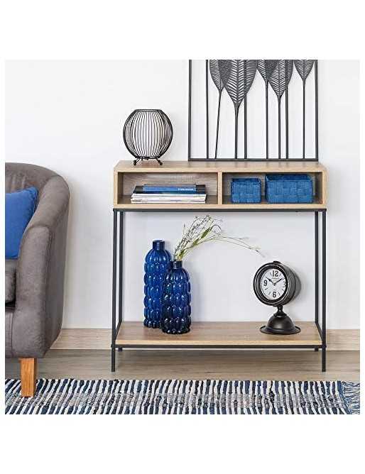 Consola Auxiliar Moderna Negra de Metal de 75x80x30 cm - LOLAhome