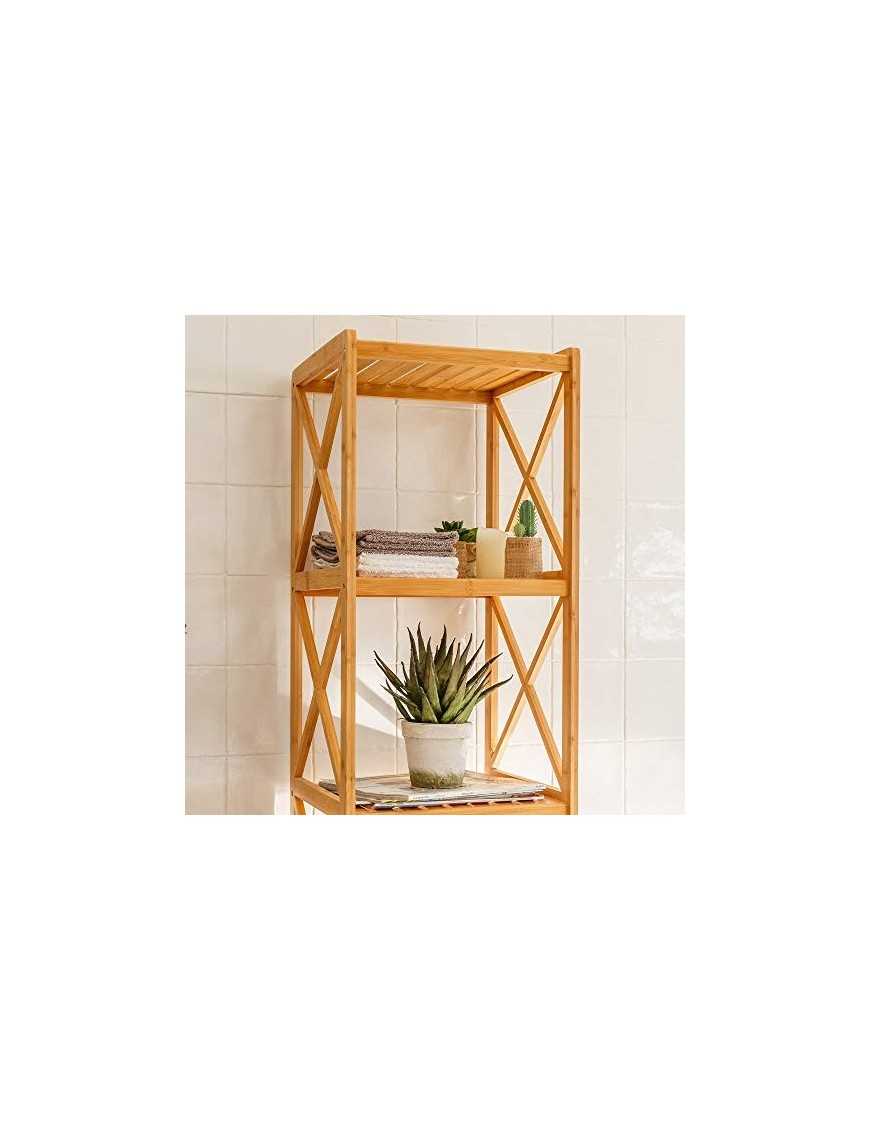 Estantería de 5 baldas nórdica marrón de bambú para baño Sol Naciente - LOLAhome