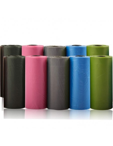 Bolsas para excrementos de Perro Colores 10 Rollos Total 150 Bolsas Poop Bag para Perro Mascotas Animales Domésticos